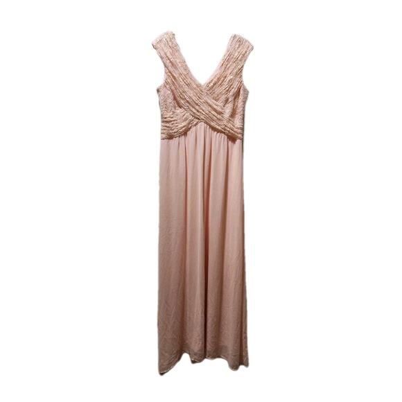 Sangria Women's 14 Light Pink Lace Sequins Maxi Sleeveless Lined Spring Summer - Picture 1 of 7